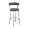 Armen Living Kobe 26" Counter Height Swivel Bar Stool in Brushed Stainless Steel Finish and Gray Faux Leather 721535761807 - alternate 1